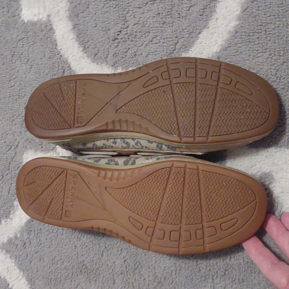 Sequin Cheetah Side Print Sperry Top Sider Size 7 - image 4